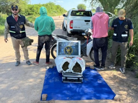 Secuestraron 30 kilos de marihuana, 50 mil pesos y detuvieron a dos personas en Juan José Castelli