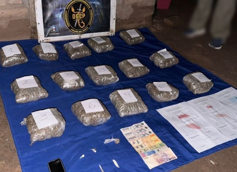 Secuestraron más de 15 kilos de marihuana y detuvieron a un hombre en Juan José Castelli