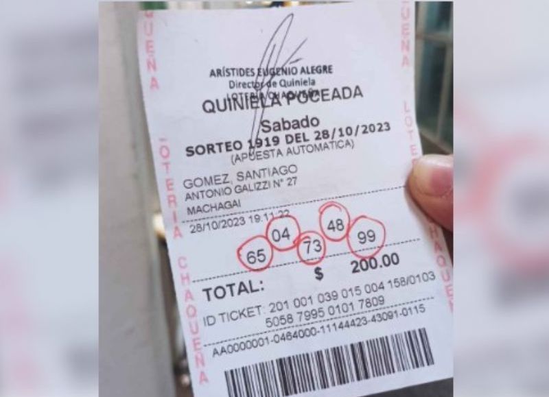 Comerciante de Machagai ganó 32 millones de pesos en la Poceada