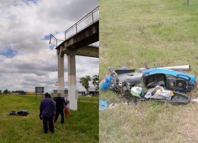Motociclista cayó desde un puente de paso nivel en la Ruta 16