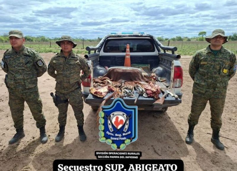 Secuestraron 15 kilos de carne en un operativo por supuesto abigeato en Pampa del Infierno