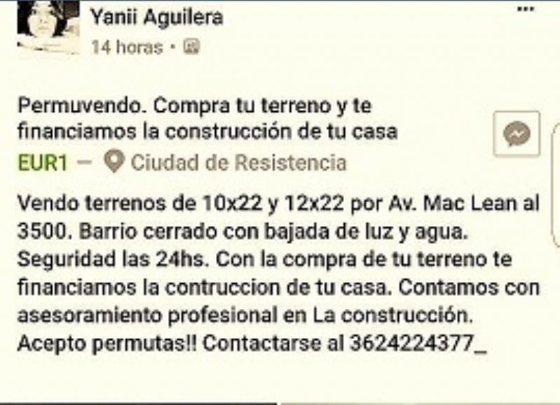 Continúan ofreciendo terrenos del ejército por Facebook