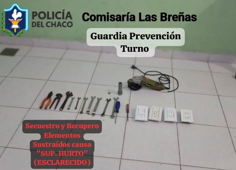 Las Breñas: recuperan herramientas y objetos robados en el barrio Hipólito Irigoyen