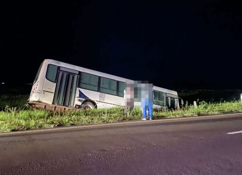 Un colectivo despistó en Ruta 16, en cercanías a Laguna Blanca: reportaron daños materiales